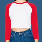 Ladies' Poly-Cotton 3/4-Sleeve Cropped T-Shirt