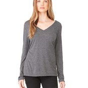 Ladies' Flowy Long-Sleeve V-Neck