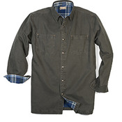 Men's Canvas Shirt Jacket with Flannel Lining