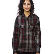 Ladies' Long-Sleeve Plaid Pattern Woven Shirt