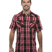 Men's Plaid Pattern Western Woven