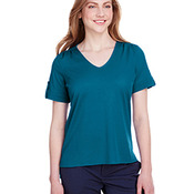 Ladies' CrownLux Performance™ Plaited Rolled-Sleeve Top