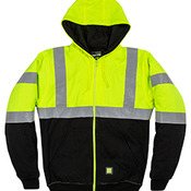 Men's Hi-Vis Class 3 Color Block Full-Zip Hooded Sweatshirt